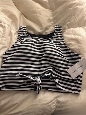 Striped Black & White swim top